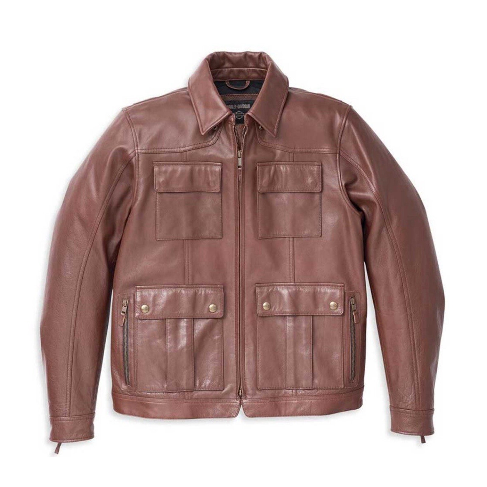 Harley-Davidson Men's Portage Midweight Leather Jacket Brown 98002 $425 Large